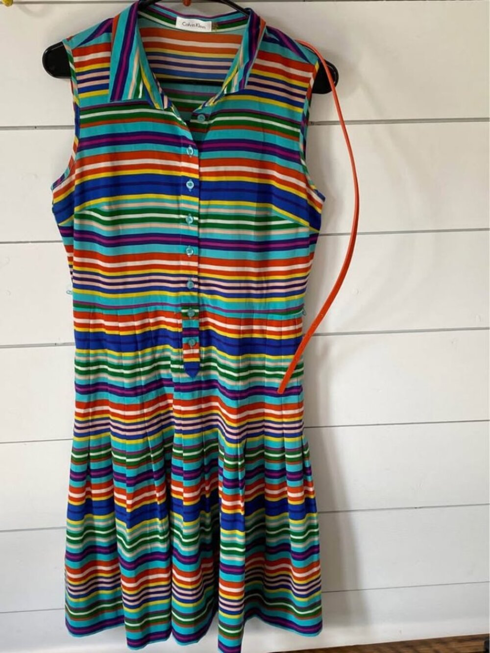 Striped rainbow Calvin Klein dress